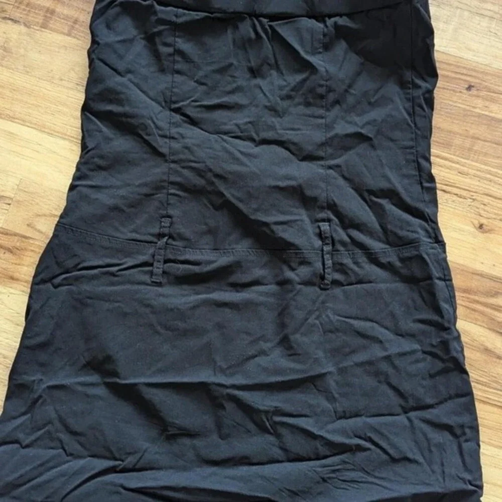 Jan Julian Black Strapless Mini Dress Full Zip‎ Front Pockets Party